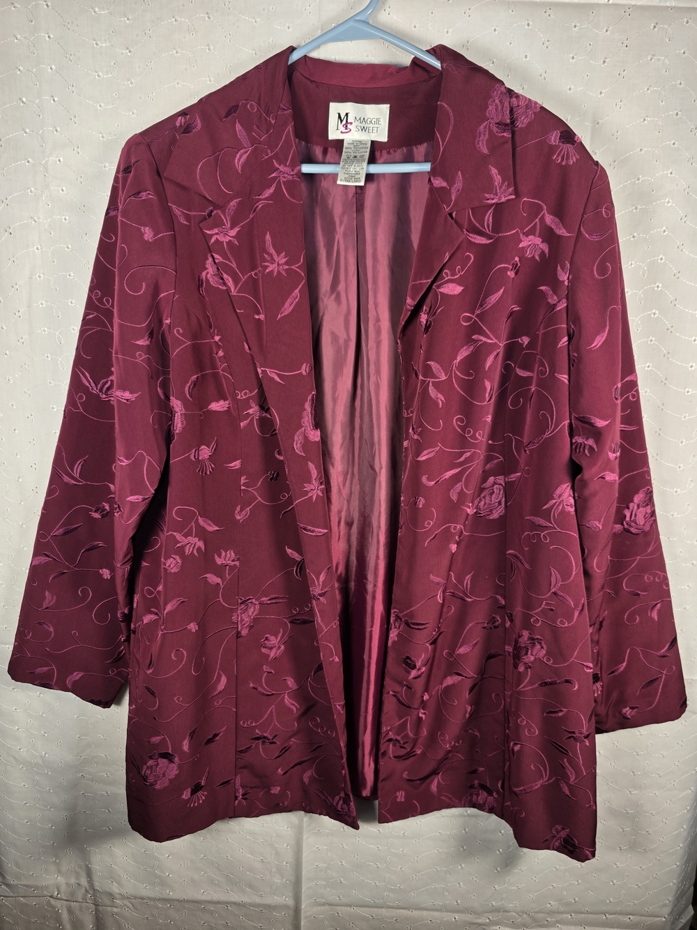 Women's Burgundy Floral Blazer